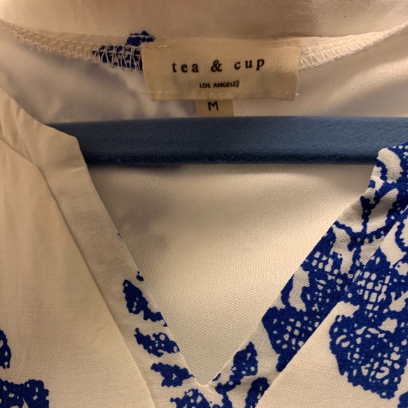 Tea & Cup Blue White Elastic Waist Dress - Picture 4 of 7